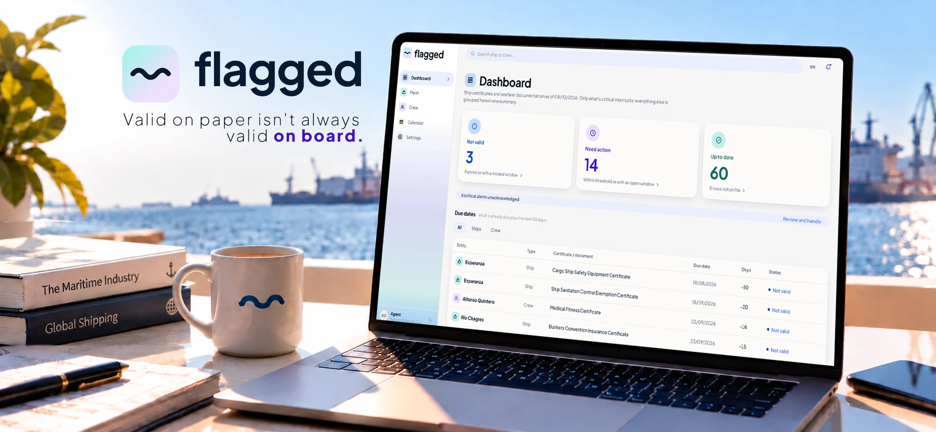Flagged — the dashboard on a laptop
